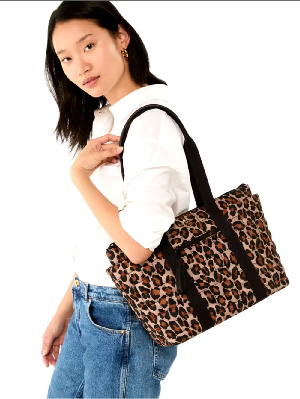 Kate Spade Camden Spotted Leopard Medium Tote Brown Multi NWT
